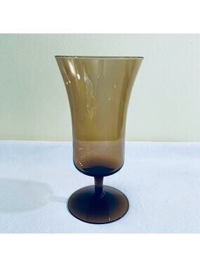 Vtg Seville Brown by Seneca Iced Tea Glass Blown Glass Water Goblet USA
